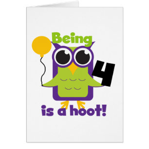 Cartão Hoot Owl 4th Birthday T-shirts e presentes