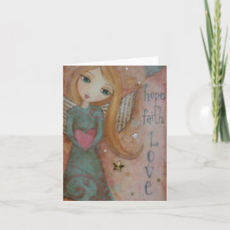 Cartão Hope Faith Love Angel Art Print Blank Notecard