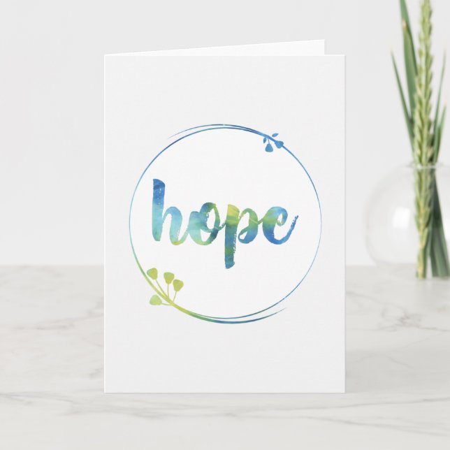 Cartão Hope Floral Watercolor Calligraphy (Frente)