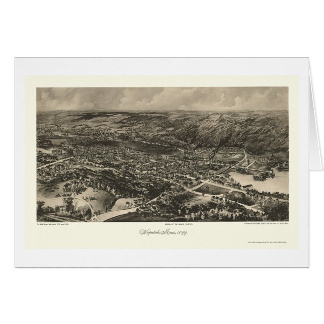 Cartão Hopedale, mapa panorâmico das MÃES - 1899 (Frente Horizontal)