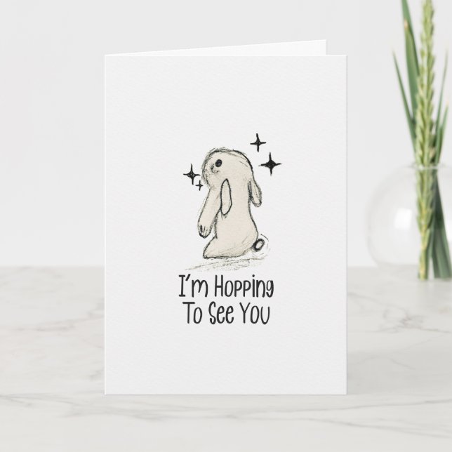 Cartão Hopping To See You Soon Bunny Kids Card (Frente)