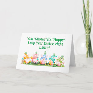 Cartão "Hoppy" Ano Leap Páscoas Gnomos Bunnies Sapos Ovos