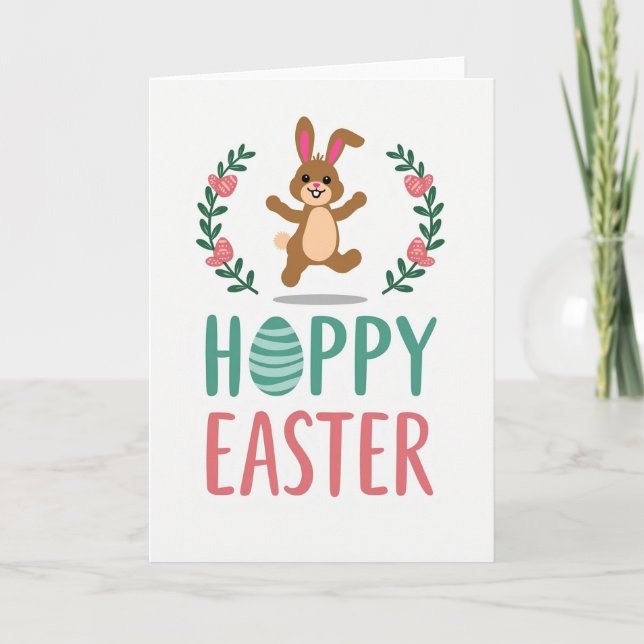 Cartão Hoppy Easter Bunny Themed Card (Frente)