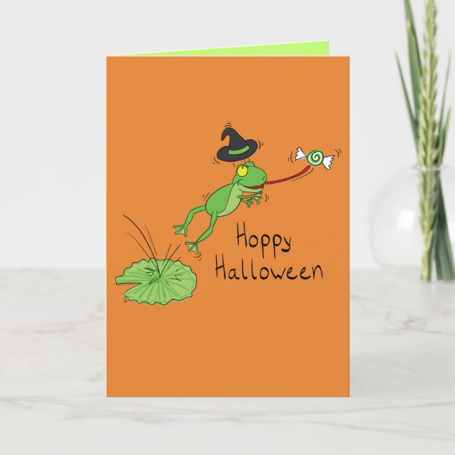 Cartão Hoppy Halloween - Funny Frog Greeting Card (Frente)