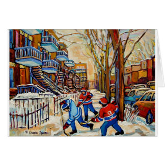Cartão Hóquei da rua com 3 meninos