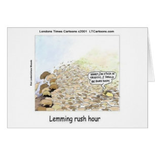 Cartão Hora da Corrida dos Lemmings Divertido