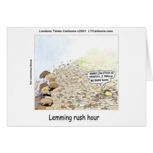 Cartão Hora da Corrida dos Lemmings Divertido (Frente Horizontal)