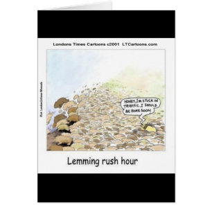 Cartão Hora da Corrida dos Lemmings Divertido