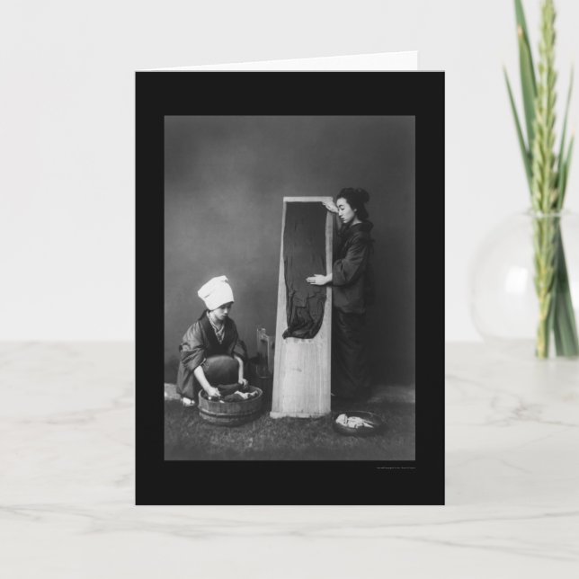 Cartão Hora da lavanderia no Japão 1909 (Frente)