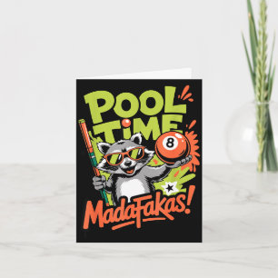 Cartão Hora da piscina, seus malucos, guaxinim engraçado