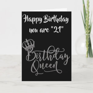 Cartão HORA DE CELEBRAR A RAINHA DE ANIVERSÁRIO "21 ruas"