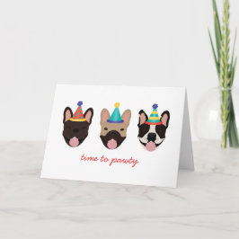 Cartão Hora De Pawy French Bulldog Party Odiava Vermelho