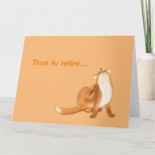 Cartão Hora de se aposentar com o desenho de raposa