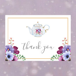 Cartão Hora Do Tea Floral Chá de panela Obrigado