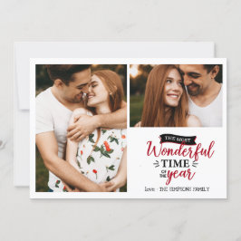 Cartão Hora maravilhosa | Colagem de fotos do Red xadrez 