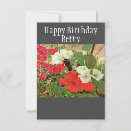 Cartão Horário de Nascimento Personalizado Vermelho Hibis