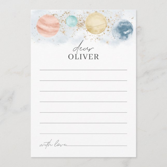 Cartão Horário do Espaço Placa-Cápsula Planetas Menino An (Frente)