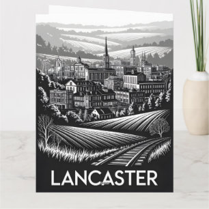 Cartão Horizonte de Lancaster Pensilvânia Xilogravura Pre