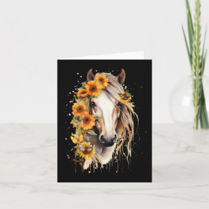 Cartão Hormônio Sunflower Retrato Equestrian Cowgirl Hors