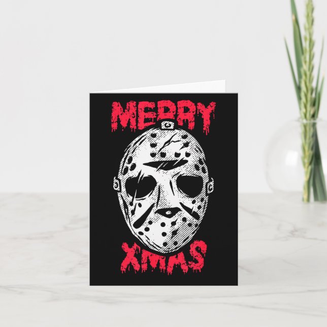 Cartão Horror Christmas Merry Xmas Mask  (Frente)