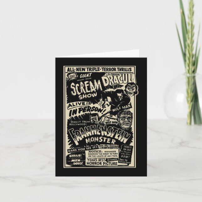Cartão Horror Movie Monster Mummy Dracula Werewolf Franke (Frente)