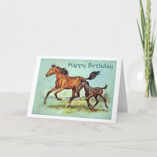 Cartão Horse and Foal Birthday Card (Frente)