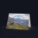 Cartão Horse and landscape 70th birthday card<br><div class="desc">A horse stands gazing at a stunning landscape with a lake in the distance. A view from the Lake District in the UK.</div>