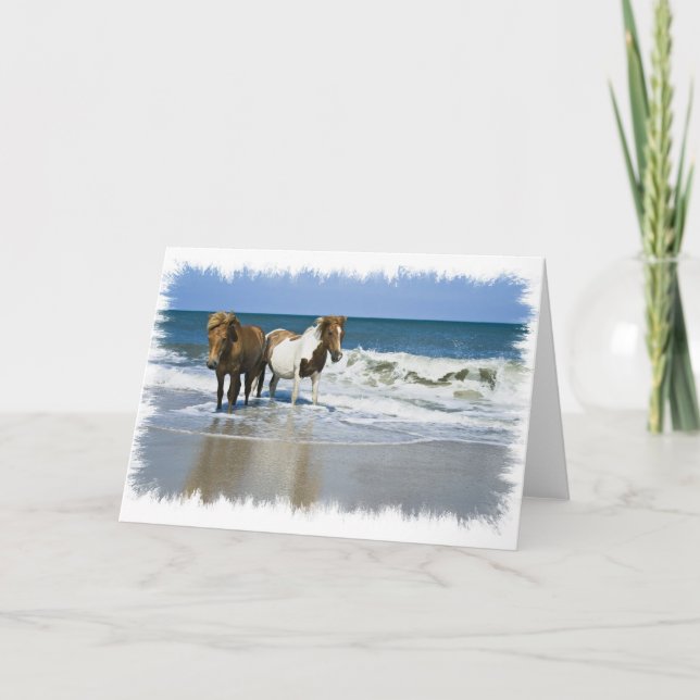Cartão Horse Beach Greeting Card (Frente)
