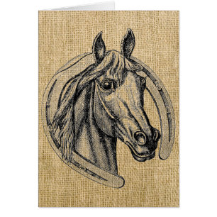 Cartão Horse Cameo em Burlap