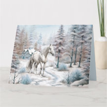 Horse cena de inverno neve no Natal