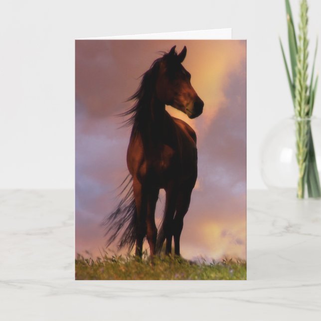 Cartão Horse in the Sunset Birthday Card (Frente)