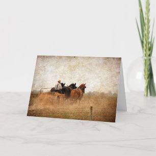 Cartão Horse Powered Field Work, Birthday