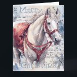 Cartão Horse Winter Christmas Watercolor<br><div class="desc">Horse Winter Christmas Watercolor</div>