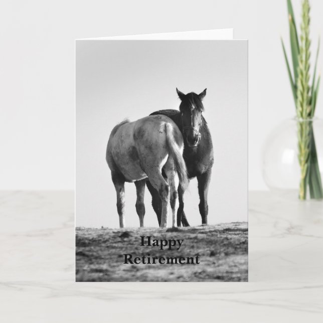 Cartão Horses Grazing Happy Retirement Card (Frente)