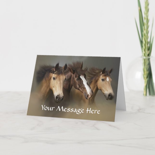 Cartão Horses Wild Trio Greeting Card (Frente)