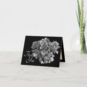Cartão Hortênsia Botânica Elegante Preto e Branco Obrigad