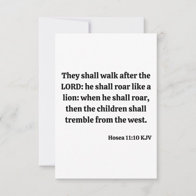 Cartão Hosea 11:10 KJV Bíblia Verse Flat Greeting Card (Frente)