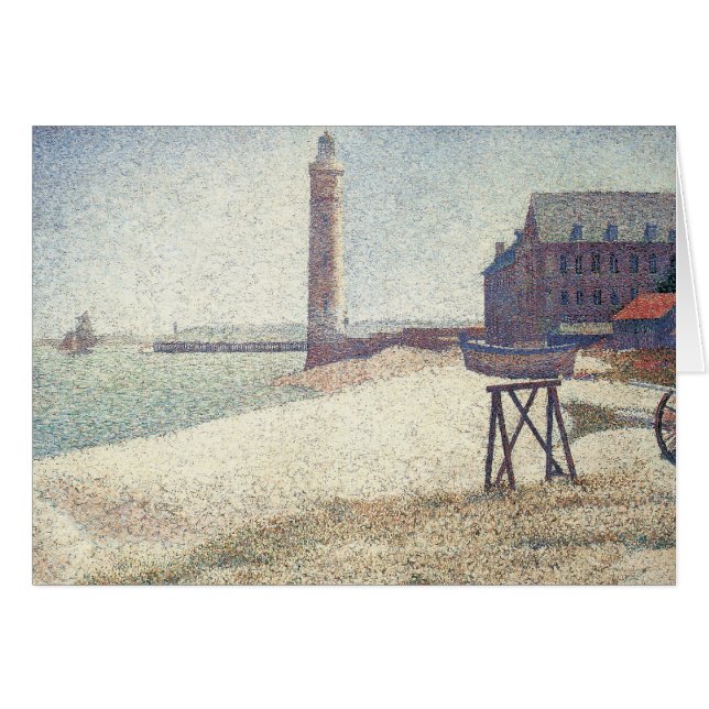 Cartão Hospital e Farol, Honfleur, de Georges Seurat (Frente Horizontal)