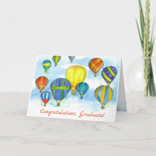 Cartão Hot Air Balloons Graduation Congratulations (Frente)