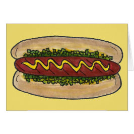 Cartão Hot Dog Hotdog Mostard Relish Bun Picnic Cookout