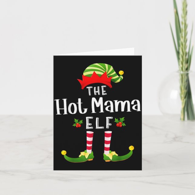 Cartão Hot Mama Christmas Elf Matching Pajama X-mas Party (Frente)