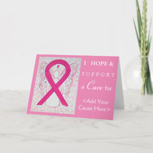 Cartão Hot Pink Awareness Ribbon Angel Greeting Cards