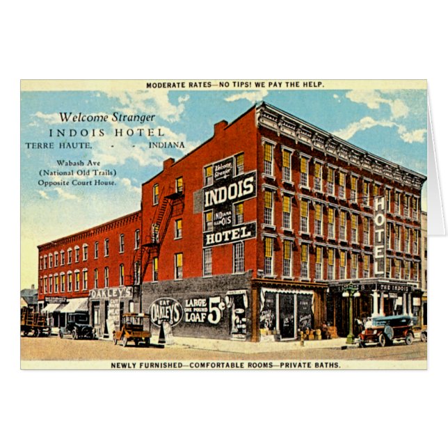 Cartão Hotel de Terre Haute, Indiana Indois (Frente Horizontal)