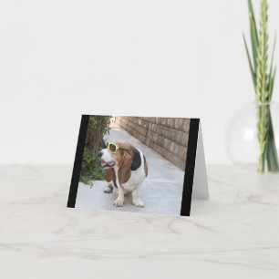Cartão Hound Basset com óculos escuros