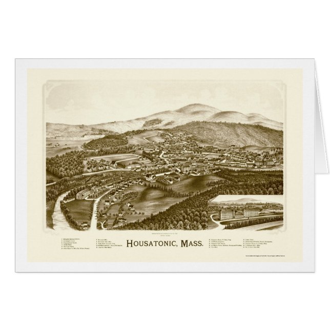 Cartão Housatonic, mapa panorâmico das MÃES - 1890 (Frente Horizontal)