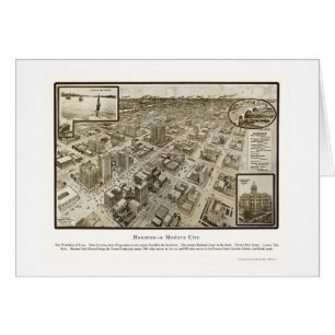 Cartão Houston, mapa panorâmico de TX - 1912