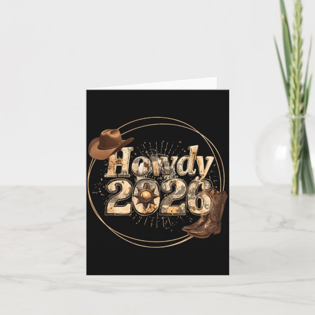Cartão Howdy 2026 New Year Hello 2026 Western New Year  (Frente)