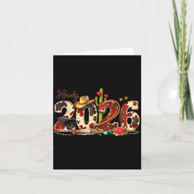 Cartão Howdy 2026 New Year Hello 2026 Western New Year  (Frente)