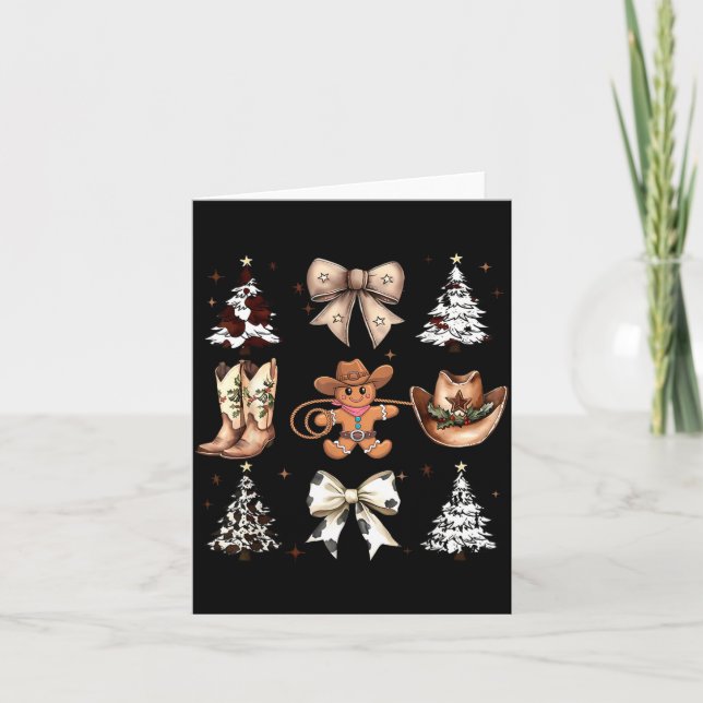 Cartão Howdy Christmas Cowboy Cowgirl Gingerbread Coquett (Frente)