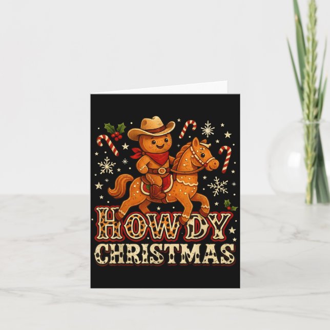 Cartão Howdy Christmas Cowboy Gingerbread Design  (Frente)